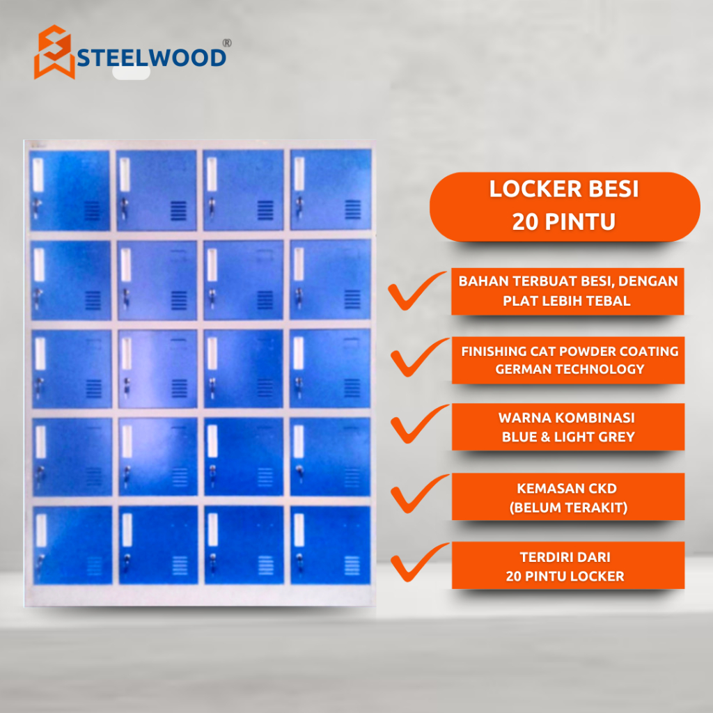 Jual STEELWOOD || LOCKER BESI 20 PINTU/LOCKER HELM/LOCKER BESI BIRU ...