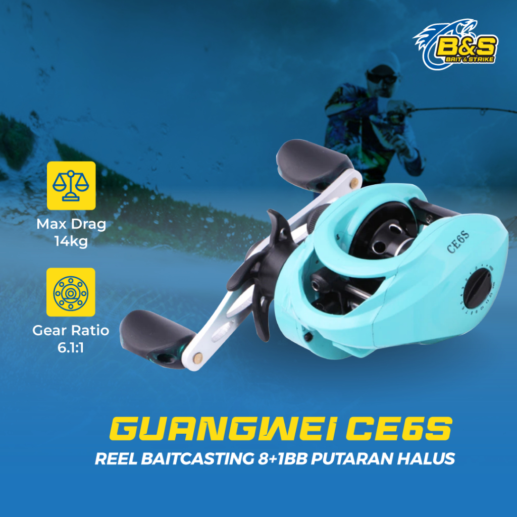 Jual GUANGWEI Reel BC CE6S Rasio 6.1:1 Reel Baitcasting 8+1BB putaran ...