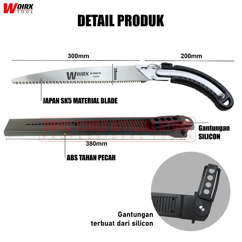 Jual WOIRX TOOL Gergaji Kayu Gergaji Dahan Ranting Pruning Saw 12