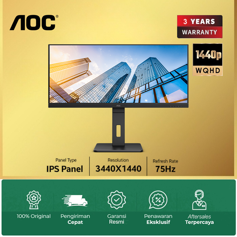 Jual Monitor AOC LED IPS U34P2C - WQHD 34" Inch | Shopee Indonesia