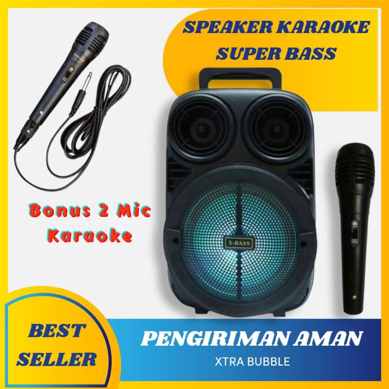 Jual Bonus 2 Mik Speaker Bluetooth Speker Besar Jumbo Gede Dengan Mic