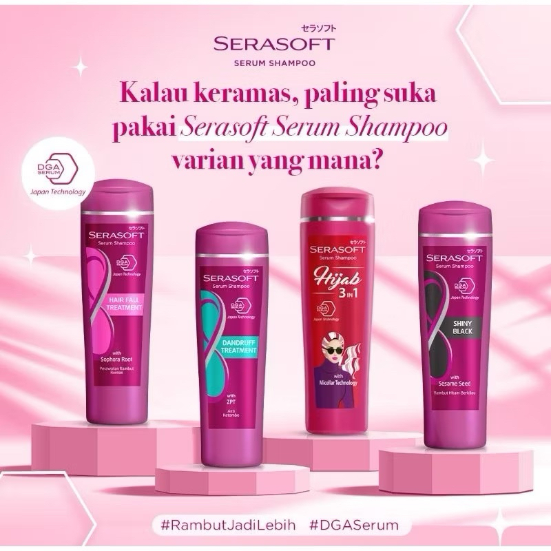 Jual Serasoft Shampoo Dandruff Treatment/Hair Fall/SHiny Black/Hijab ...