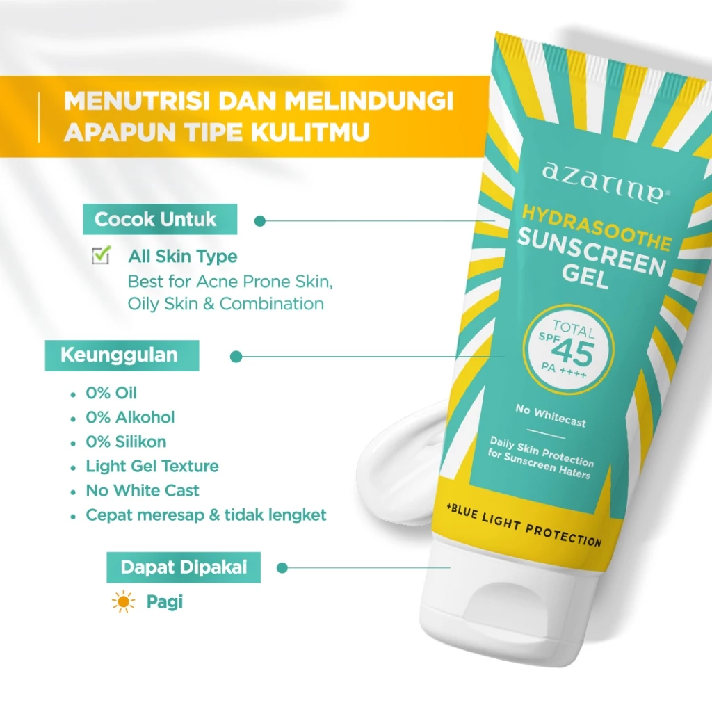 Azarine Hydrasoothe Sunscreen Gel SPF45 PA PLUSS 50ml Teruji Invivo dan Invitro
