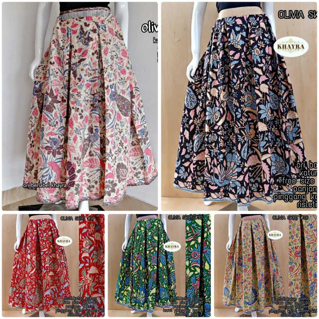 Jual ROK BATIK OLIVIA SKIRT TERBARU / ROK BATIK MODEL KLOK A BAHAN ...