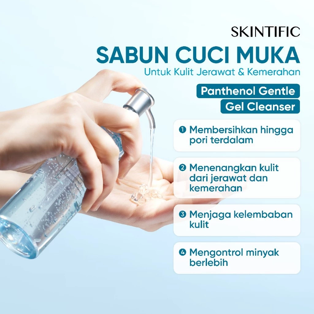 SKINTIFIC Gel Pembersih Lembut Panthenol dan Centella Asiatica 120ml - Paket 3pcs