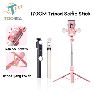 TOOREA 170CM Selfie Stick Tripod Tongsis Dengan Monopod Dengan Wireless Remote Control Bluetooth 7 Tombol Tongkat Selfie Portable Lampu Jarak Jauh Bluetooth Untuk Vlogging