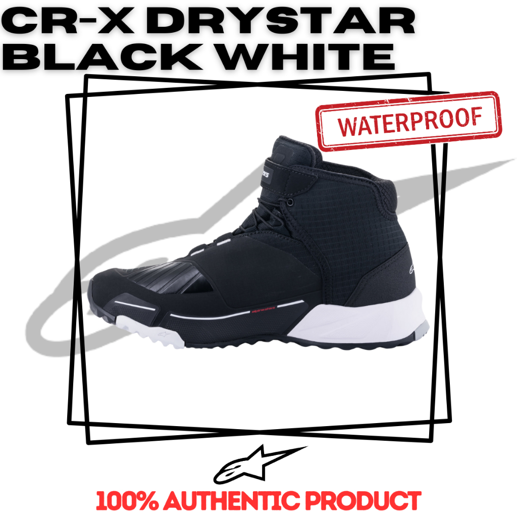 Jual Alpinestars CR-X Black White Drystar - Riding Shoes / Sepatu Motor ...