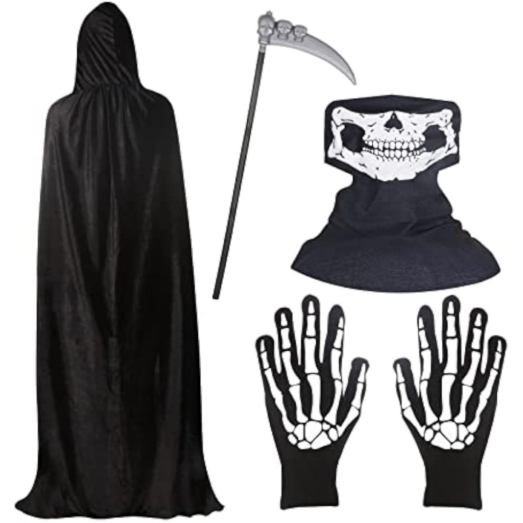 Jual 4pcs Halloween Cosplay Shinigami Kostum Jubah Hiasan Tengkorak ...