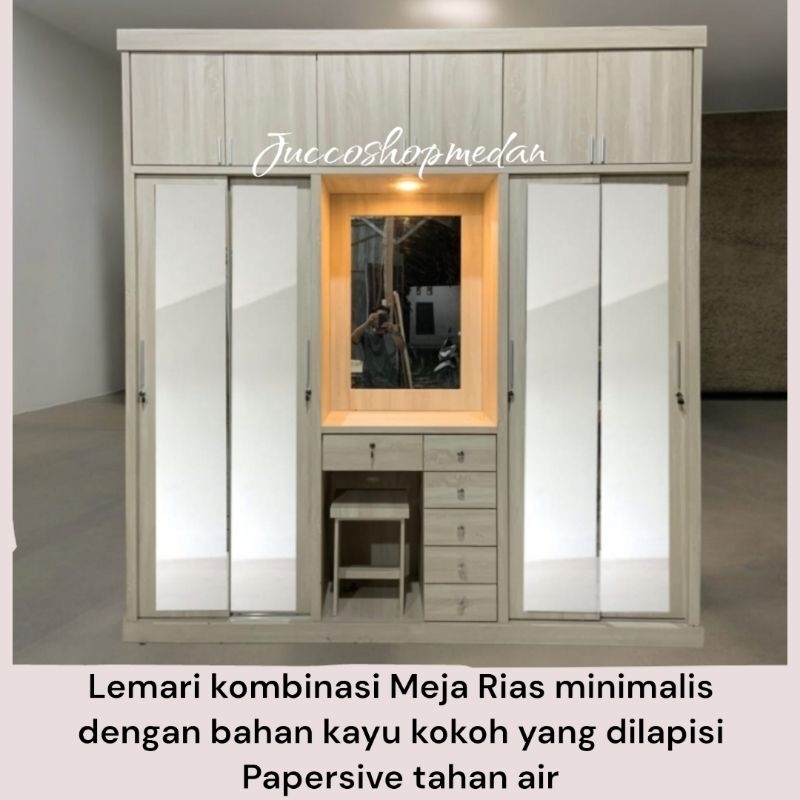 Jual [ Jucco ] Lemari Pakaian 6 pintu Sliding Meja Rias 240cm - Lemari ...