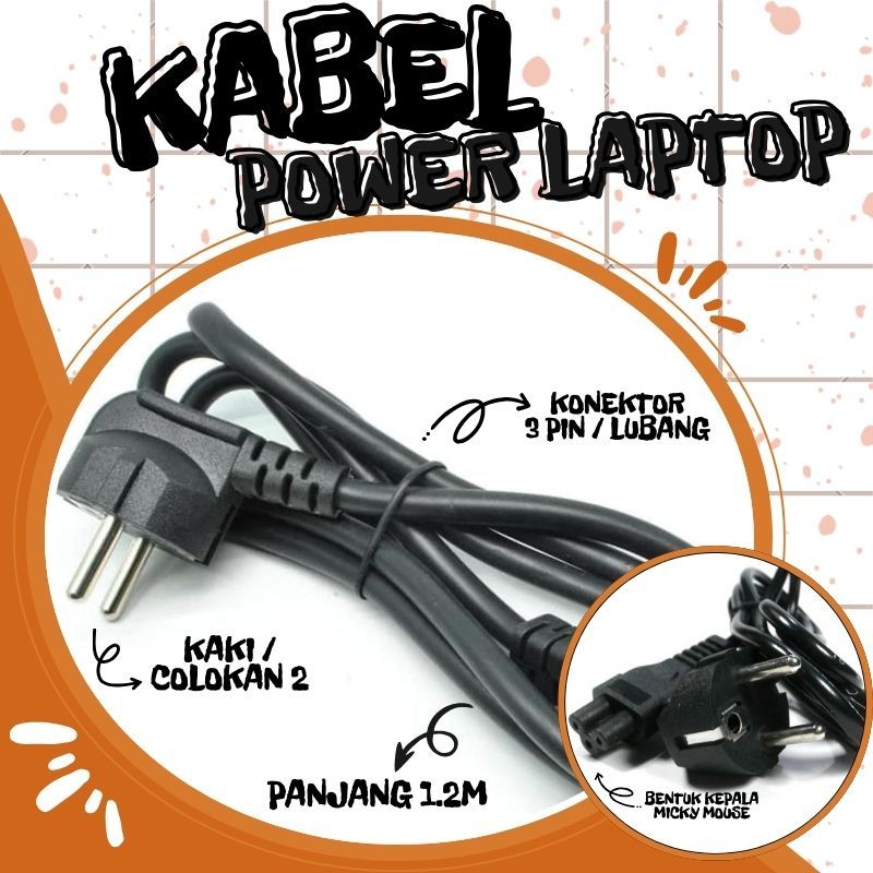 Jual Kabel Power Laptop Kaki 3 / Notebook Power Cable Kaki Tiga ...