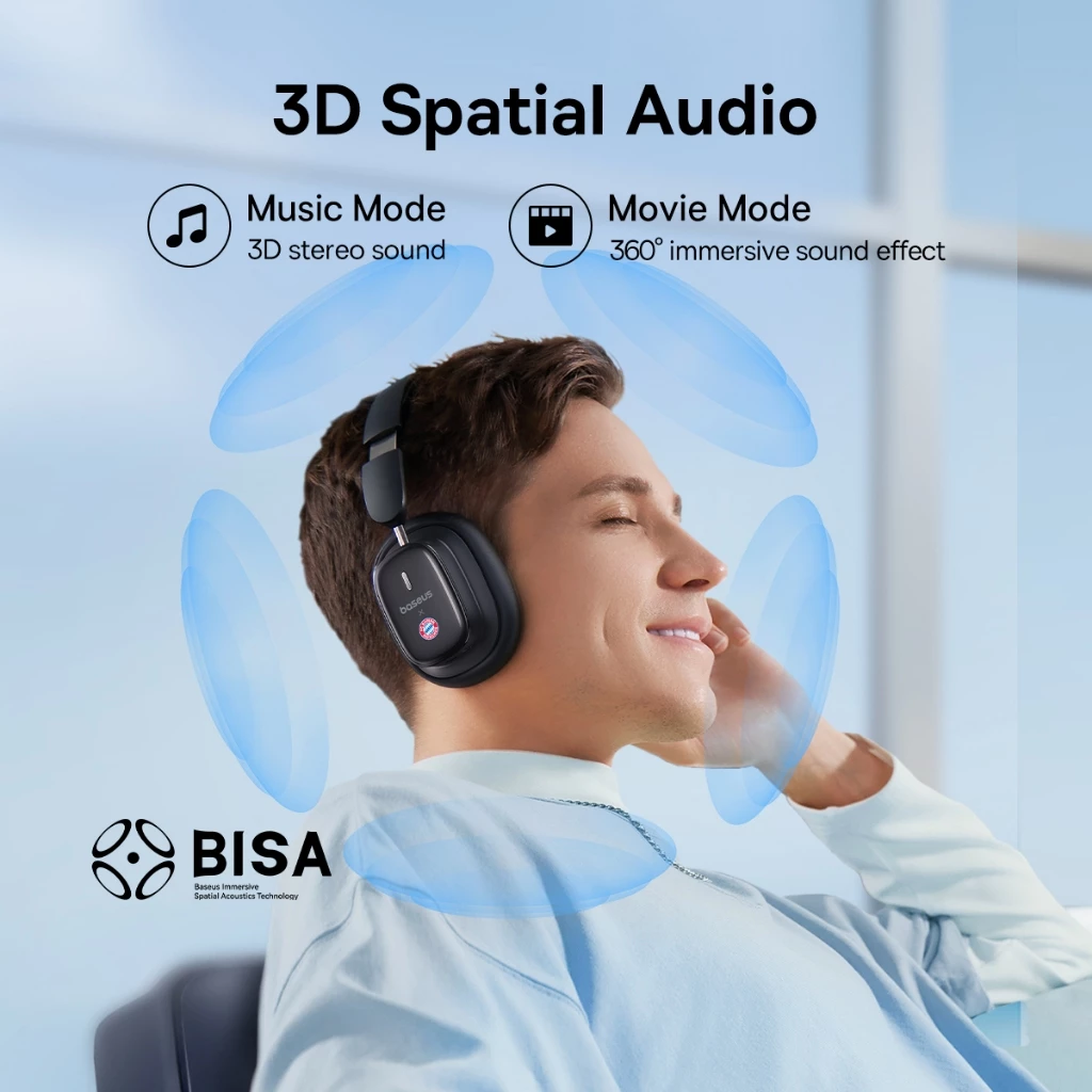 Baseus Headphone H1i ANC Hi-Res Noise-Cancellation Wireless Super Bass Bantalan Lembut