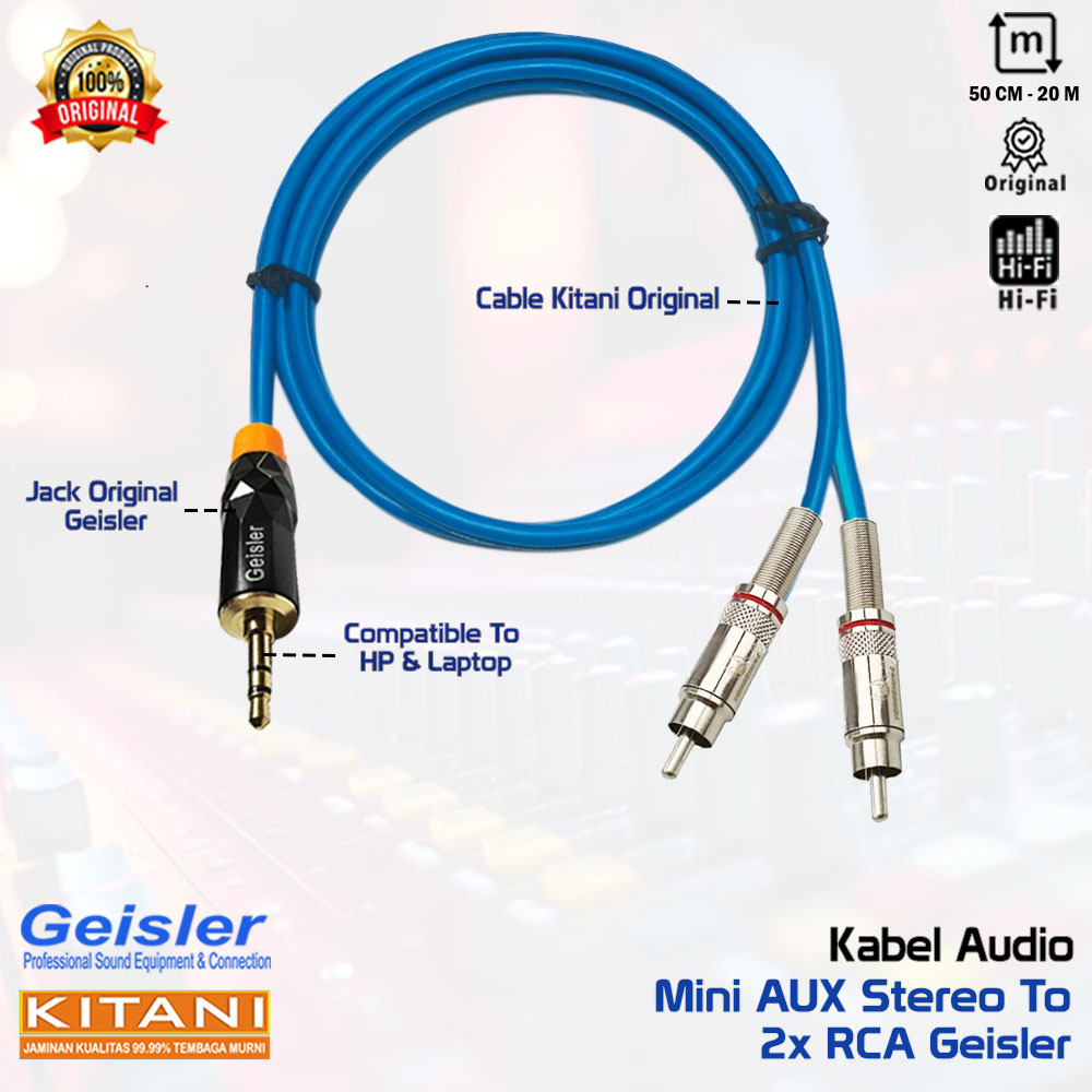 Jual Kabel Audio In Out Mixer Mini Stereo to 2x RCA Geisler-Kitani ...