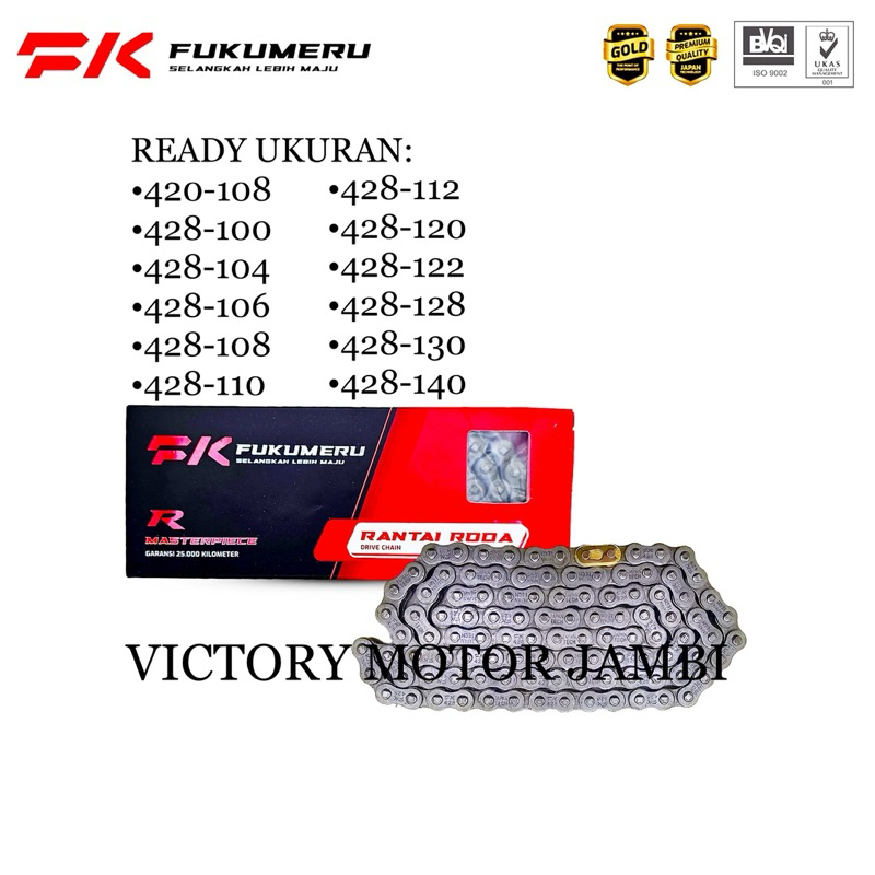 Jual RANTAI RODA CHAIN SET 428-128L FUKUMERU | Shopee Indonesia