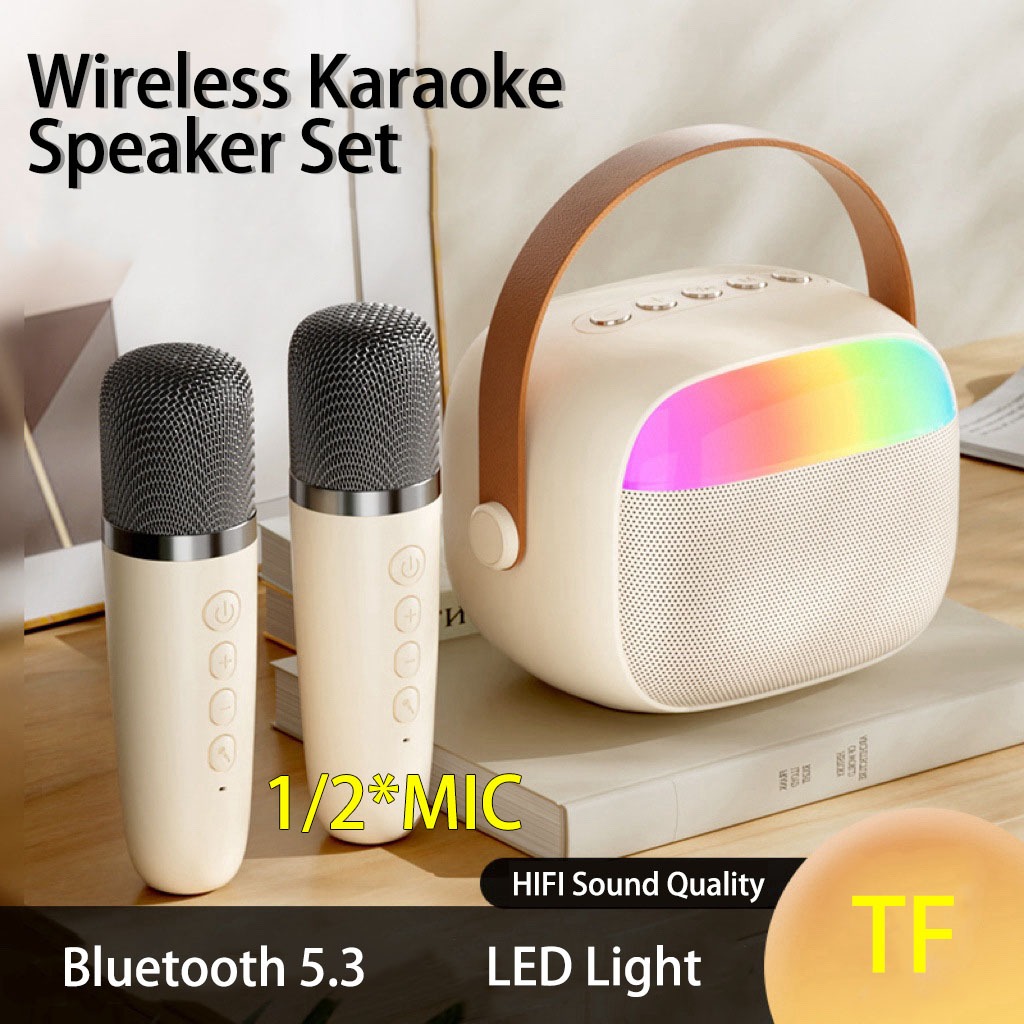 Jual [COD] Speaker Bluetooth Karaoke 2 Mic Portabel Microphone Karaoke ...