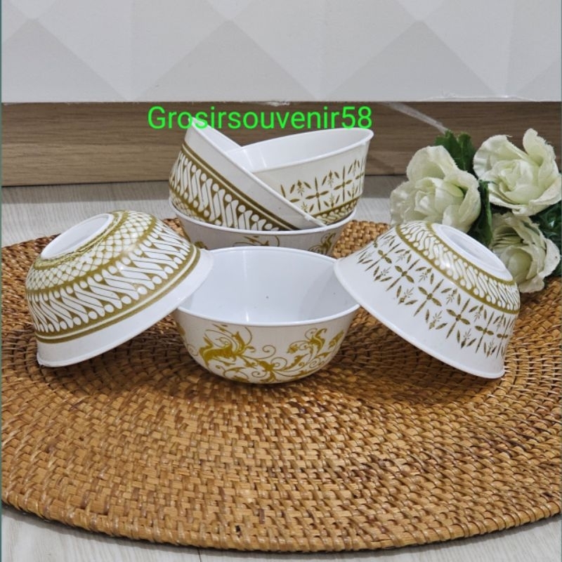 ( isi 50pcs ) MANGKOK BULAT BATIK COKLAT TANPA KEMASAN