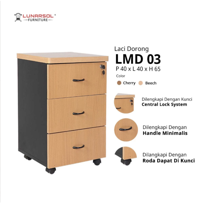 Jual RF Meja Kantor 3 Laci Roda Lunar LMD 03 | Shopee Indonesia