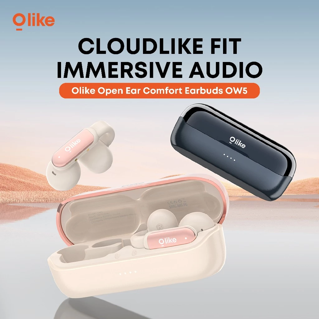 OLIKE TWS OW5 Open Ear Earphone Bluetooth 5.4 Comfort Earbuds 35 Jam Playing Time | Headset Bass Max