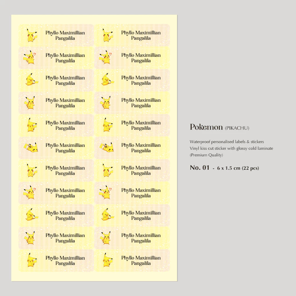 Jual POKEMON (Pikachu) / STICKER NAMA COMBO PACK - 103 pcs (4 Bentuk ...