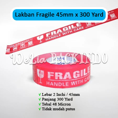 Jual Lakban Fragile Merah 2 Inchi 45mm x 300 Yard MPI / Isolasi Selotip ...
