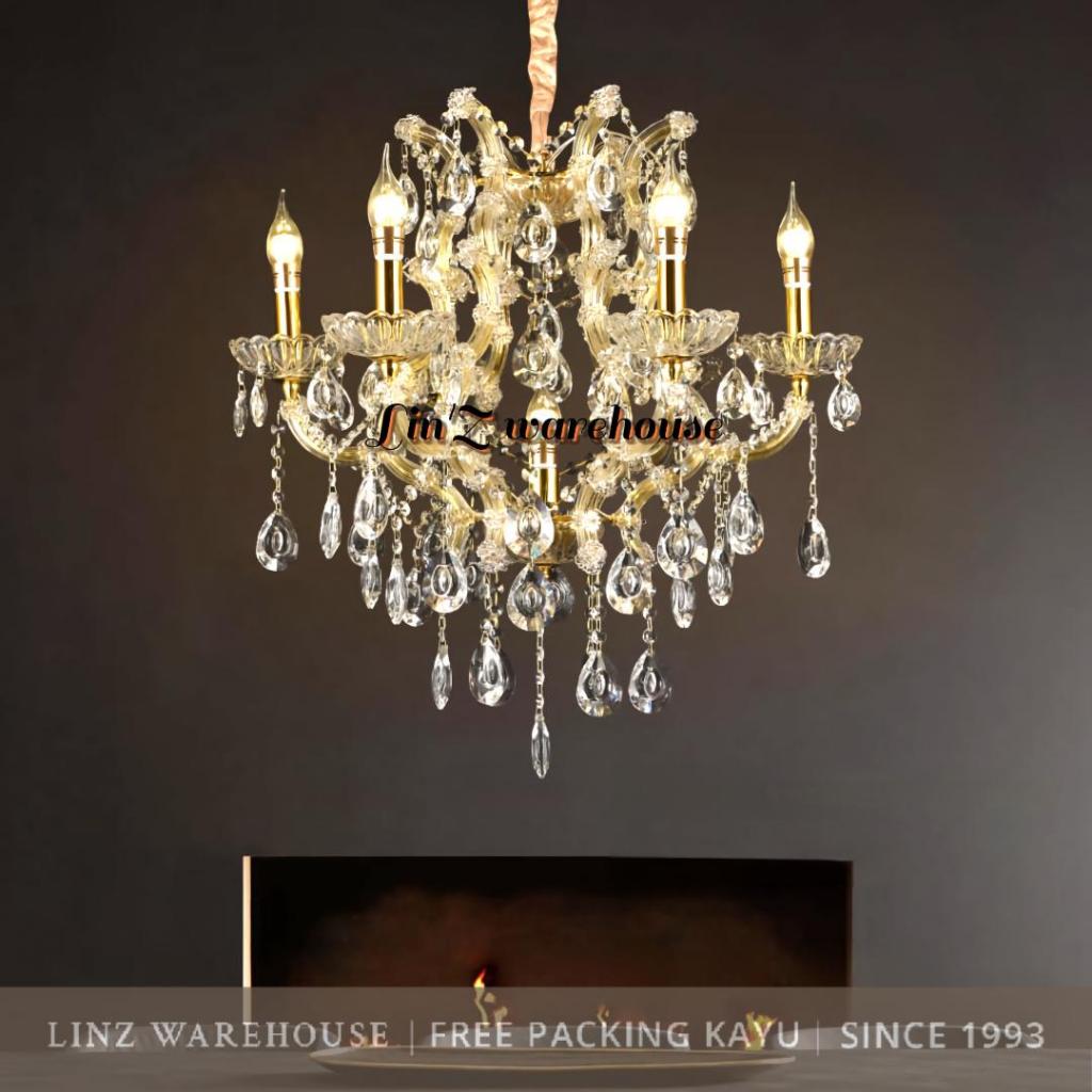 Jual Lampu Gantung kristal mewah CRYSTAL CANDLE 6 ARMS chandelier ...