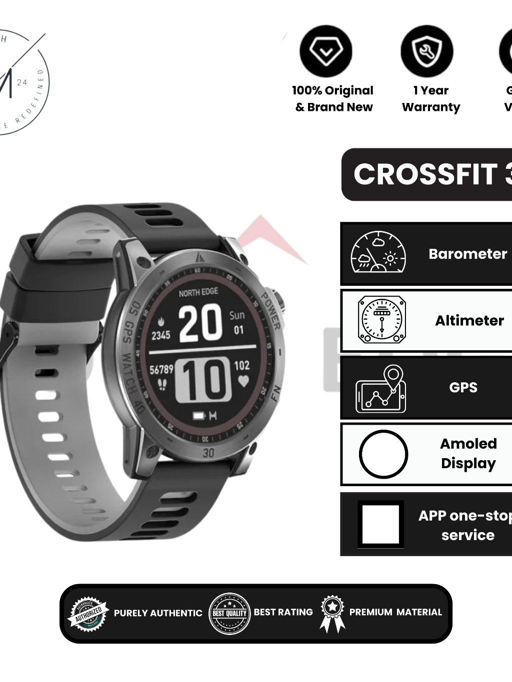 Jual NORTH EDGE CROSSFIT 3 AMOLED SCREEN GPS BAROMETER ALTIMETER ...