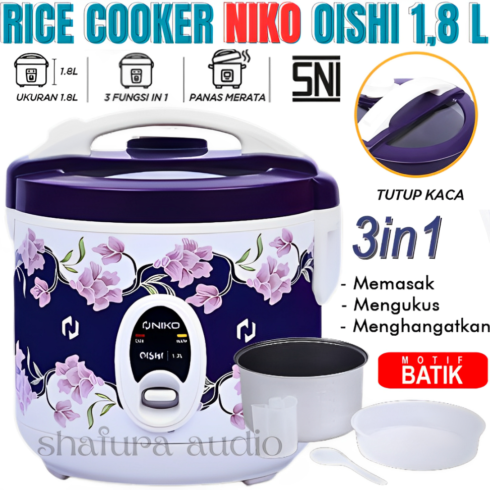 Jual Mejikom Niko Oishi Batik Dan 1,8 Liter | Rice Cooker Tutup Kaca ...