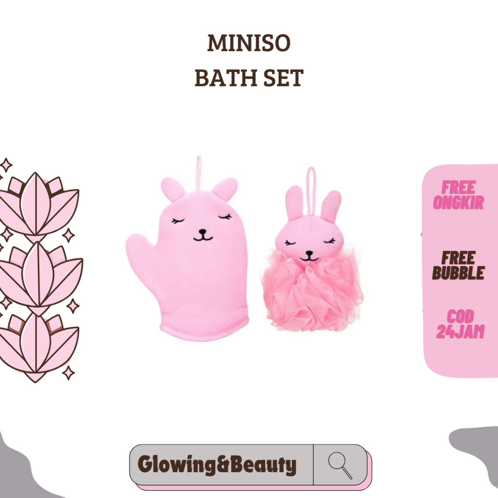 Jual MINISO BATH SET ENSEMBLE DE BAIN - PINK RABBIT BATH SET (BATH ...