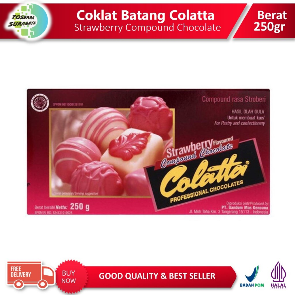 Jual Cokelat Batang COLATTA Strawberry Compound 250gr | Shopee Indonesia