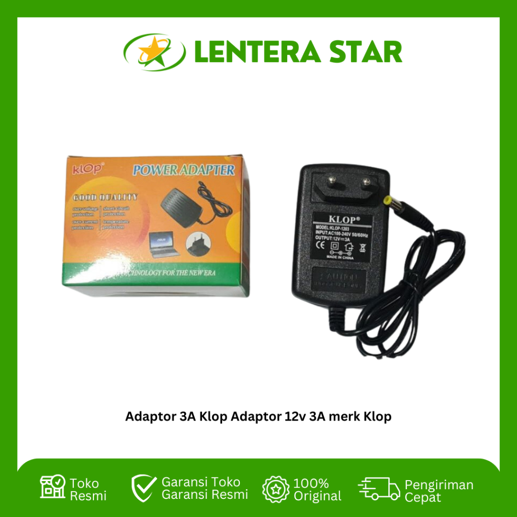 Jual Adaptor 3A Klop Adaptor 12v 3A merk Klop | Shopee Indonesia
