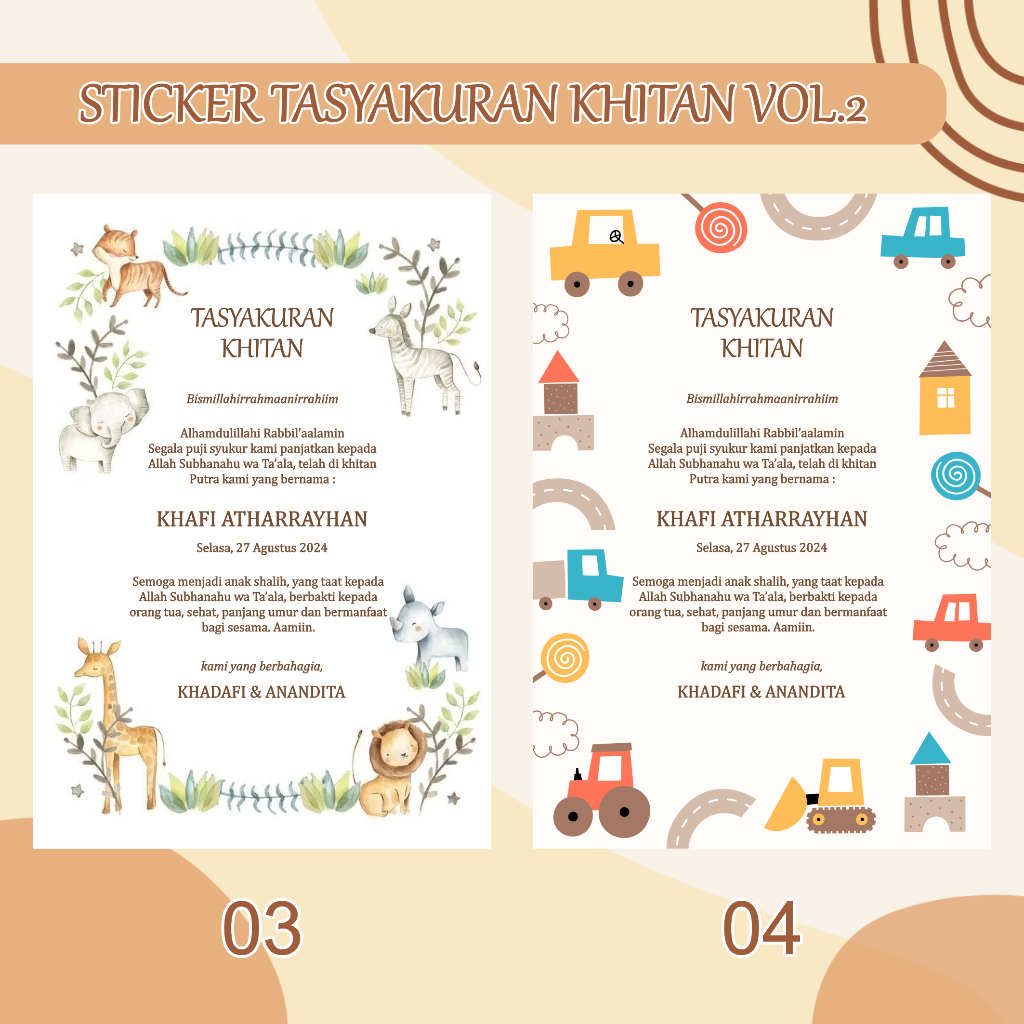 Jual STICKER TASYAKURAN KHITANAN /STICKER SYUKURAN KHITAN / STICKER ...