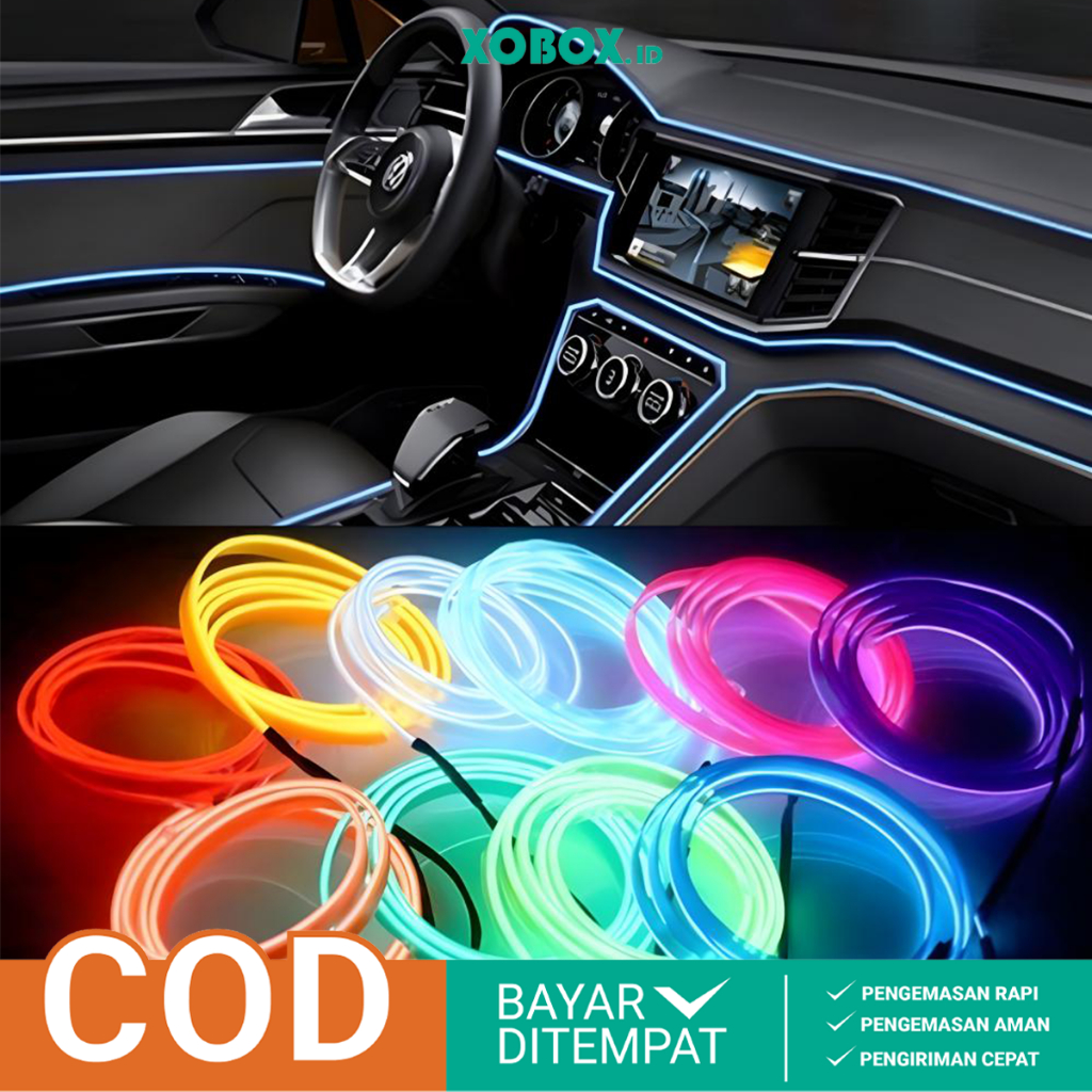Lampu Neon LED Strip 5 Meter Dekorasi Mobil Flexibel USB 5V Aksesoris Dashboard Universal OTO4002 - Xobox