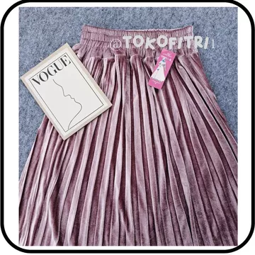 Rok Plisket Bludru Panjang Dewasa Premium Import
