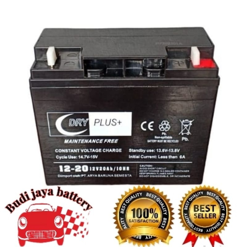 Jual AKI GENSET 12V-20 AMPER VRLA AKI KERING MF DRYPLUS | Shopee Indonesia