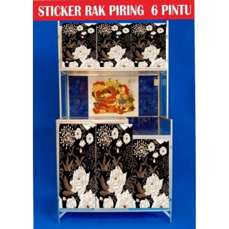 Jual WALLPAPER STIKER RAK PIRING UNTUK UKURAN 6 PINTU | Shopee Indonesia