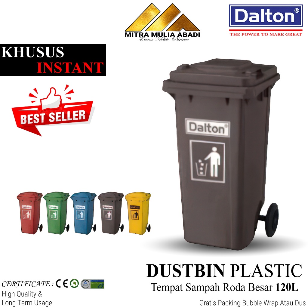Jual *KHUSUS INSTANT* Tempat Sampah Roda Besar 120 Liter Dalton HPDE ...
