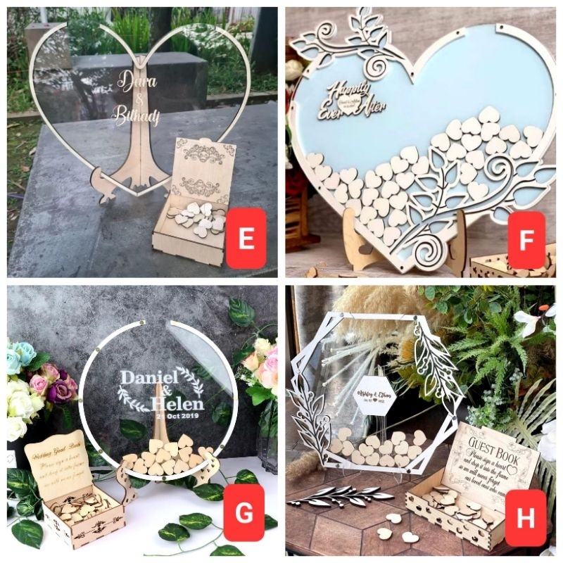 Jual Custom Frame Hati Guest book Wedding Love Acrylic Kartu Ucapan ...
