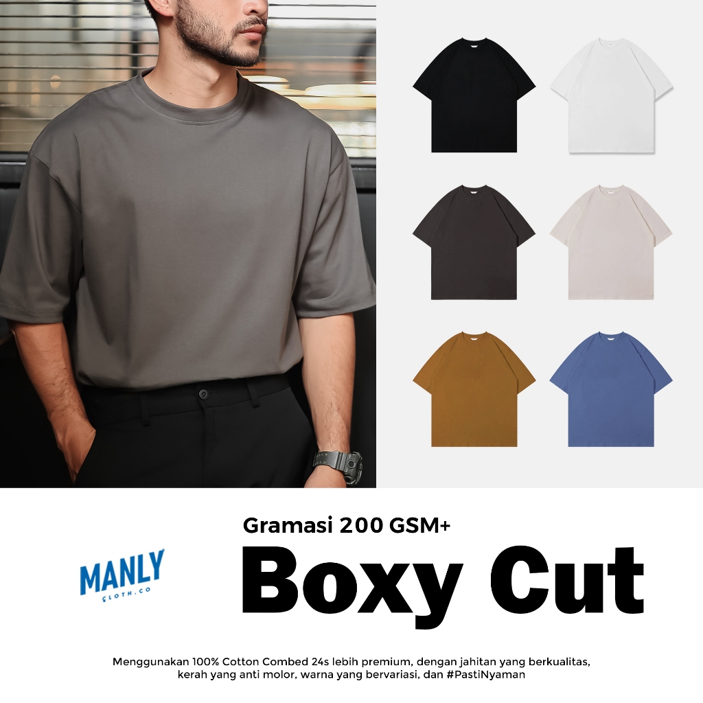 Jual Premium Boxy Crop T-shirt Kaos Boxy Fit with Cotton Combed 24s 200 ...