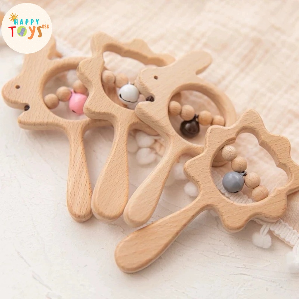 Jual HAPPYTOYS.888 #C78 Wooden Baby Hand Rattle / Mainan Genggaman ...