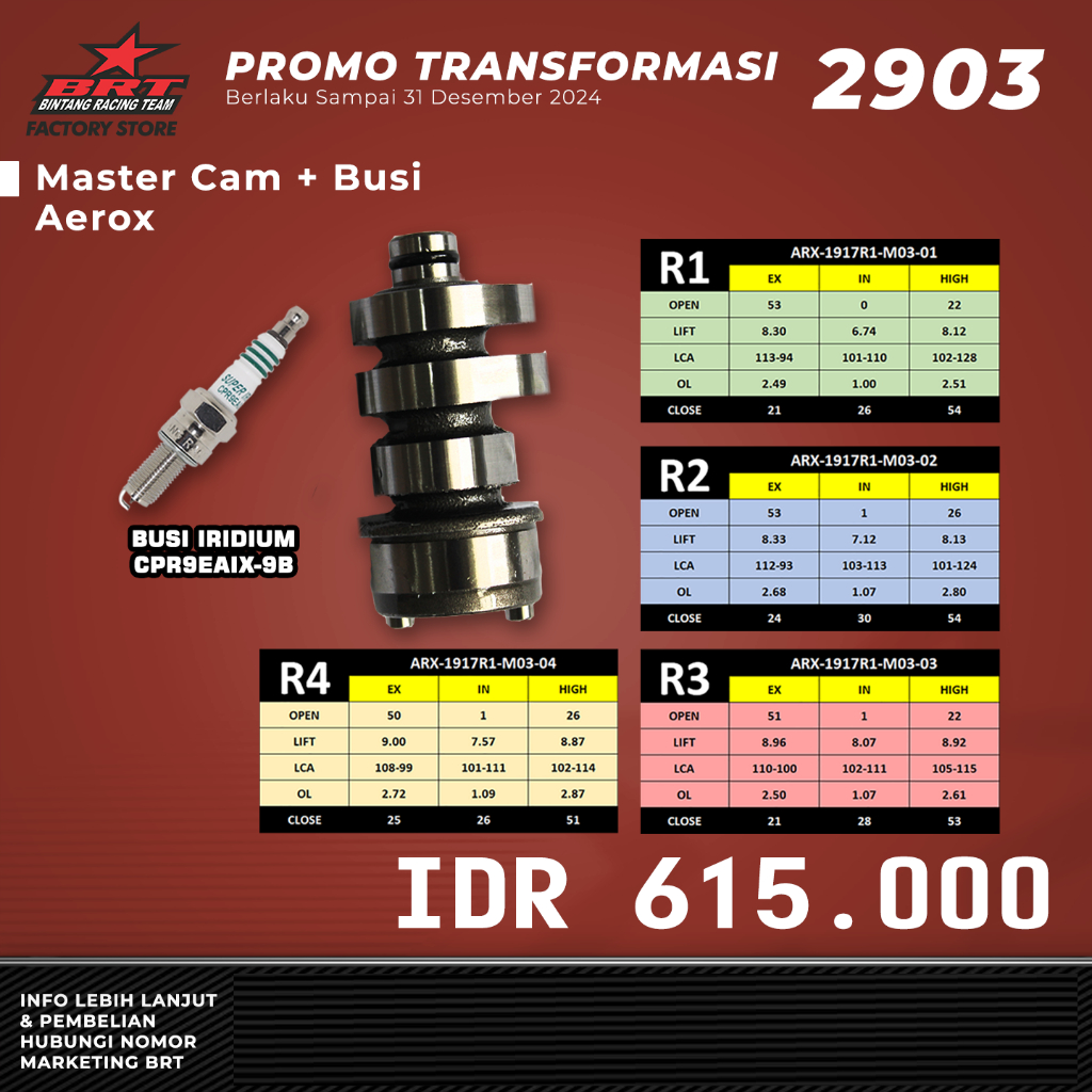 Jual MASTER CAM NOKEN AS AEROX OLD PIN 2 TIPE R1 R2 R3 R4 BRT BINTANG ...