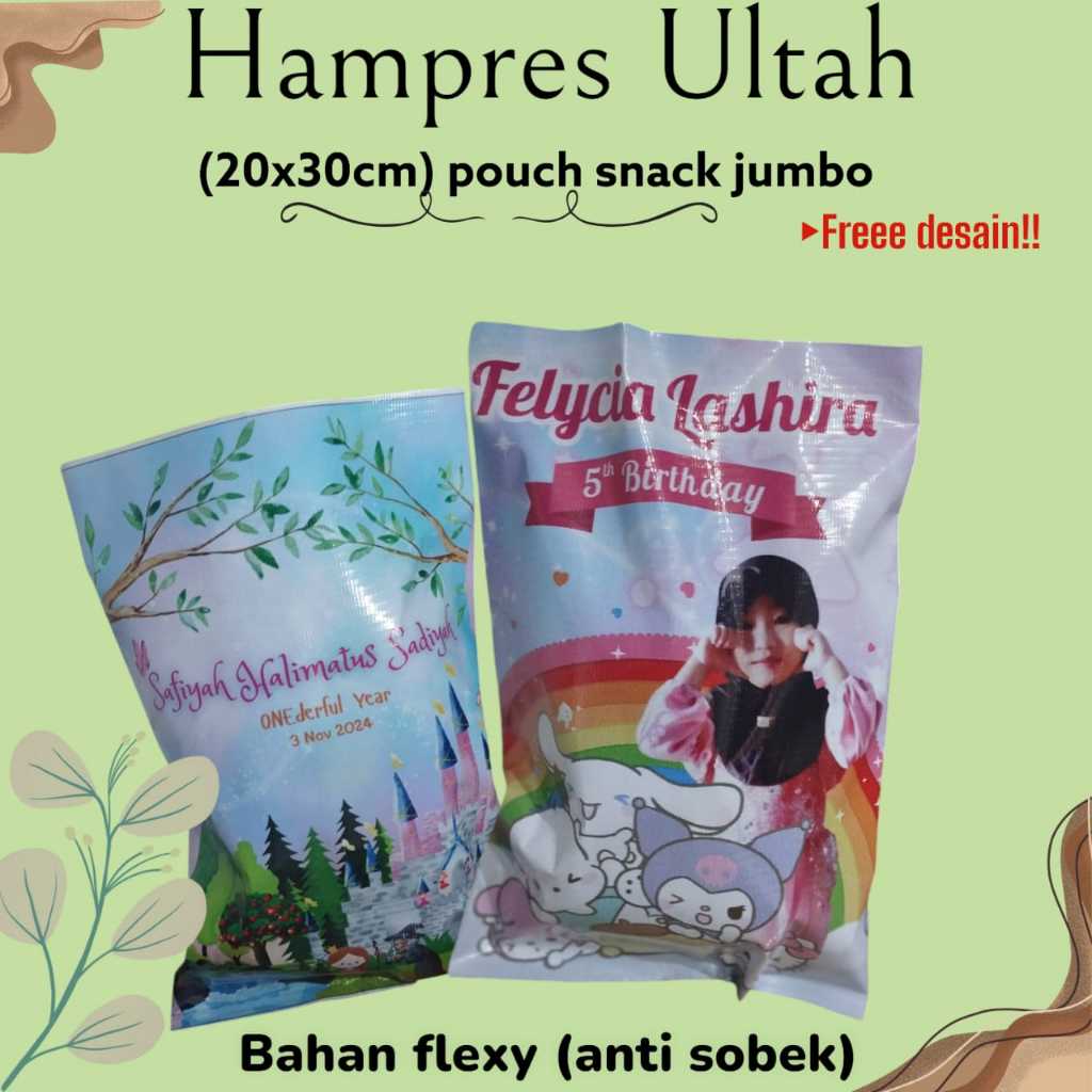 Jual (20x30cm) Pouch snack jumbo Pouch snack ultah Pouch Lebaran Pouch ...