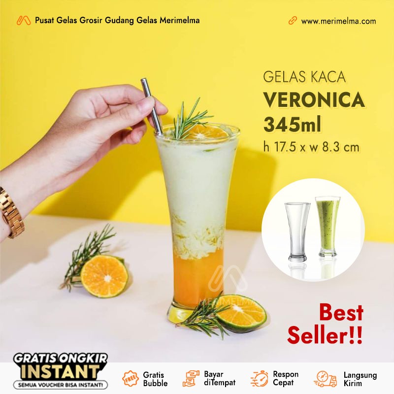 Jual 1PCS Veronica 345 ml Gelas Kaca / Gelas Jus / Gelas Pilsner ...