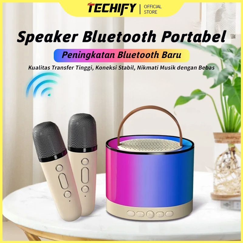 Jual Speaker bluetooth 2 mic 1 karaoke Bluetooth 5.3 Set Mini Full Bass ...