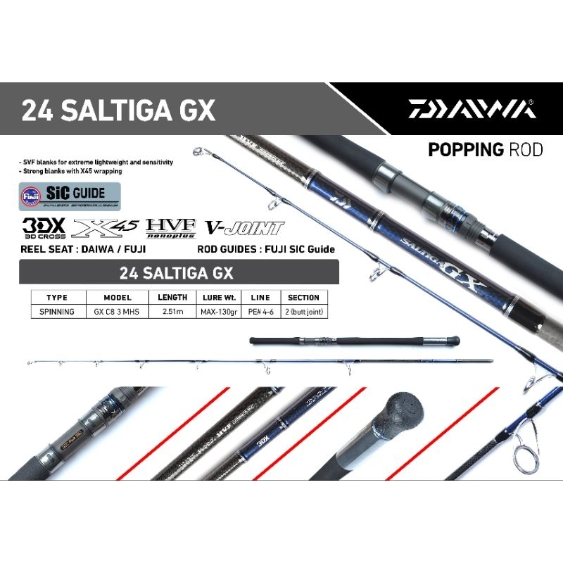 Jual Joran Daiwa SALTIGA GX C 83 MHS 2024 | Ring full Fuji 