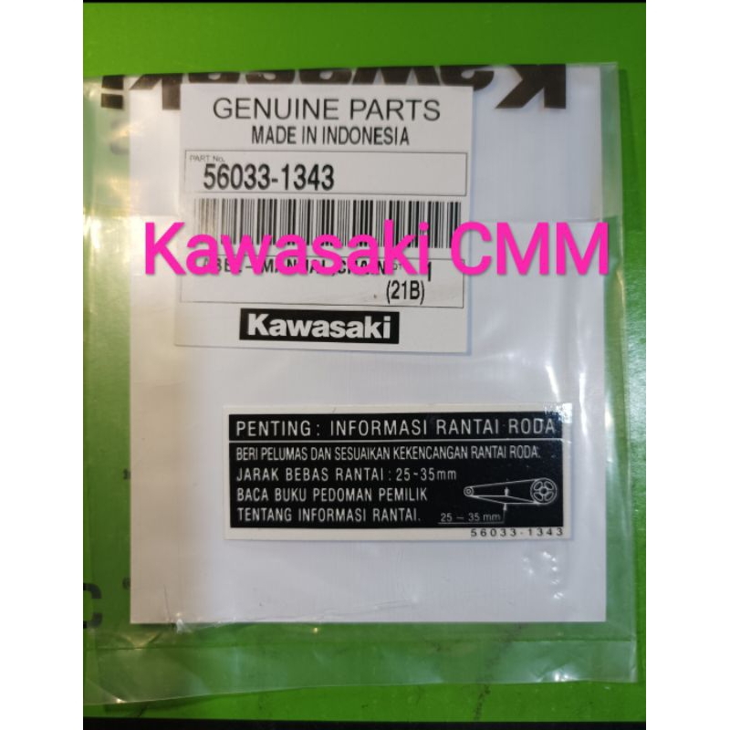 Jual Stiker Label di rante roda Manual chain. Original kawasaki ...