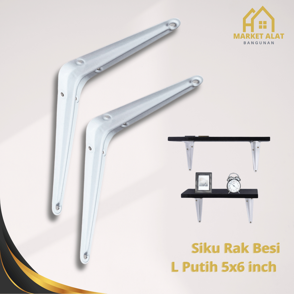 Jual Siku Rak Besi L Putih 5 x 6 Inci Per Pcs / Sikurak Penyangga ...