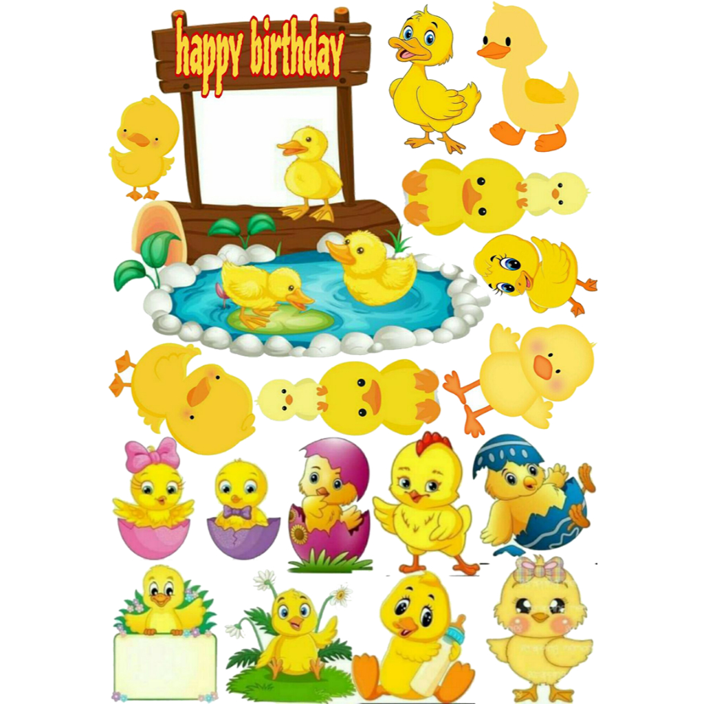 Jual TOPPER CAKE CUSTOM ULANG TAHUN / HIASAN KUE ULANG TAHUN BEBEK DUCK ...