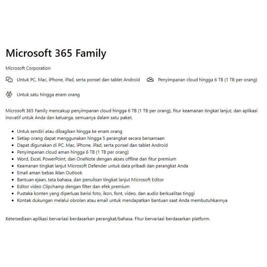 Jual Microsoft Office 365 Family 6 User Original 5 Device 1 Year ...