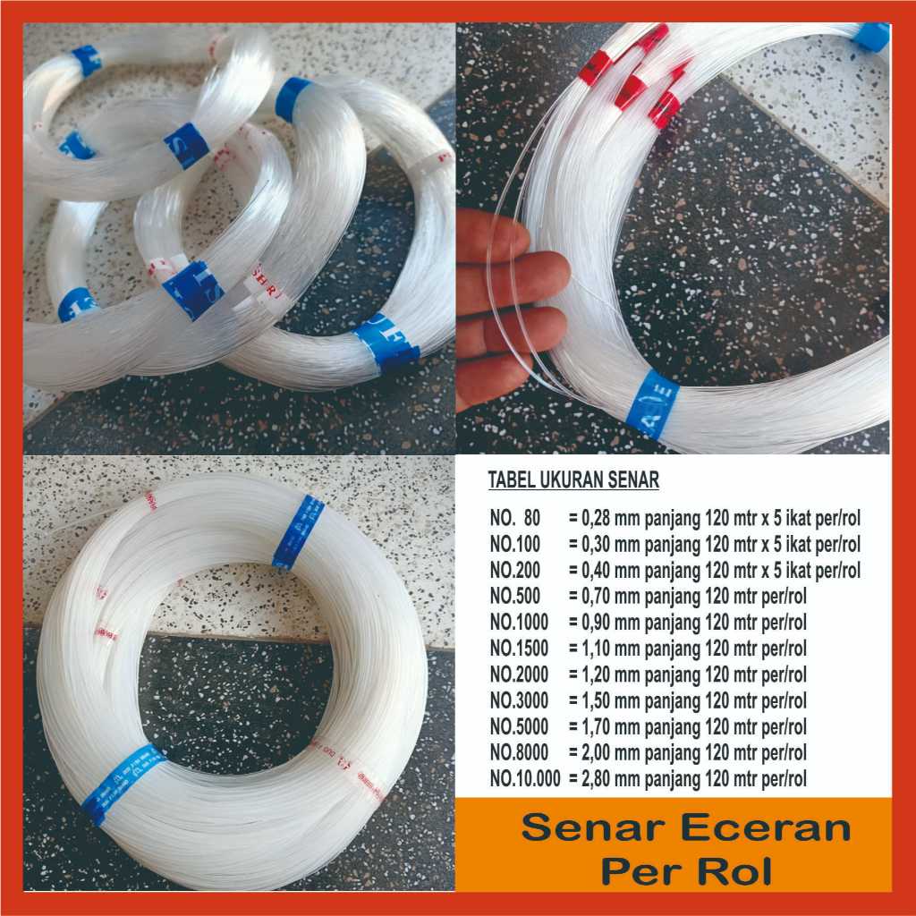 Jual (1 Roll ) Tali Senar Pancing Eceran / Senar Pancing Putih / Senar ...