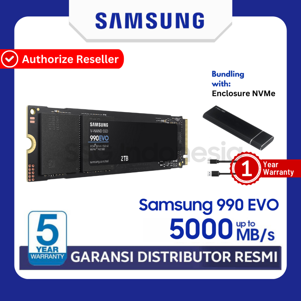 Samsung SSD 990 EVO 1TB 2TB M2 NVME PCIe Gen x4 x2 M2NVMe  Garansi Tahun