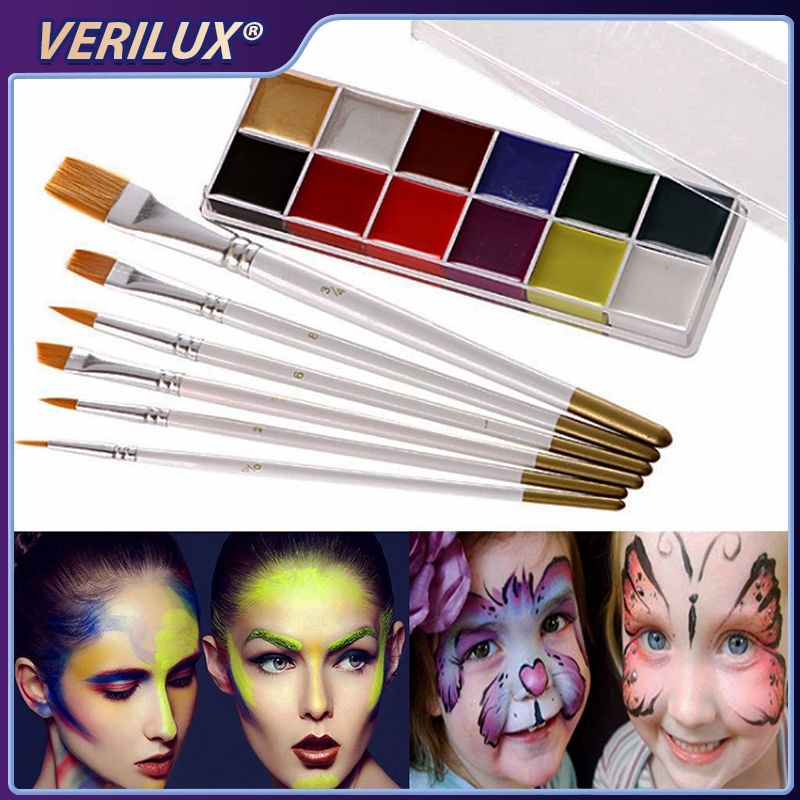 Jual 12 Colors Face Body Painting 6 Brushes Body Painting Wajah Non